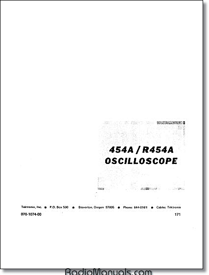 Tektronix 454A Instruction Manual - Click Image to Close